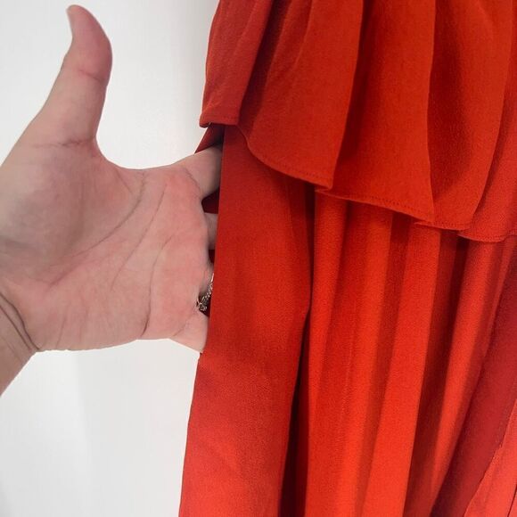 Ulla Johnson Midi Marion Dress Womens 2 Red Orange Romantic Feminine Cocktail - Picture 9 of 14